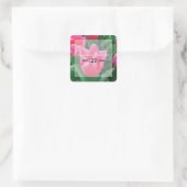 Elegant Pink Tulips Wedding Quadratischer Aufkleber (Tasche)