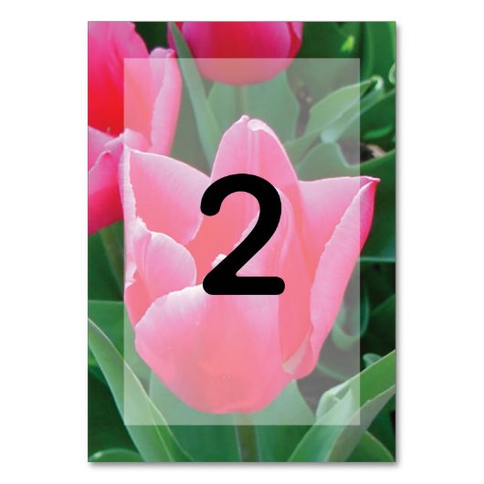 Elegant Pink Tulips Wedding Tischnummer (Rückseite)