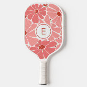 Elegant Pink Vintage Flowers Monogram Pickleball Schläger (Rückseite)