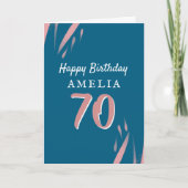 Elegant Pink Watercolor 70th Happy Birthday Karte (Vorderseite)