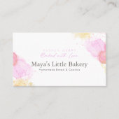 Elegant Pink Watercolor Bakery Pastry Chef Visitenkarte (Vorderseite)