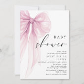 Elegant Pink Watercolor Bow Baby Shower Einladung (Vorderseite)