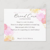 Elegant Pink Watercolor Bread Care Instructions Dankeskarte (Vorderseite)