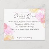 Elegant Pink Watercolor Cookie Care Instructions Dankeskarte (Vorderseite)