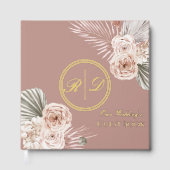 Elegant Pink Watercolor Floral Monogram Wedding Gästebuch (Vorderseite)