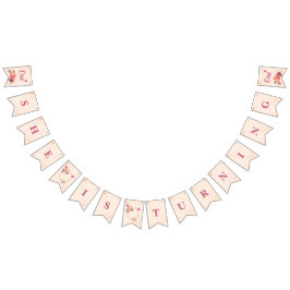 Elegant Pink Watercolor Floral One 1st Birthday Wimpelkette