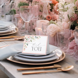 Elegant Pink Watercolor Floral Script Dankeskarte