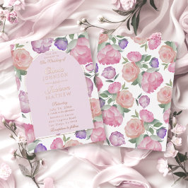 Elegant Pink Watercolor Floral Wedding  Folieneinladung