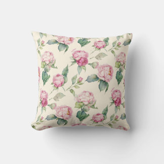 Elegant pink watercolor florals peonies roses kissen
