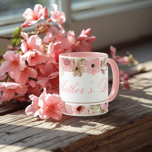 Elegant Pink Watercolor Flower Coffee Mug Tasse
