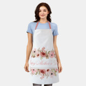 Elegant Pink Watercolor Flower Kitchen Apron Schürze (Getragen)