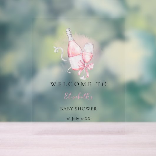 Elegant Pink Watercolor Modern Baby Shower Acrylschild (Neutral)