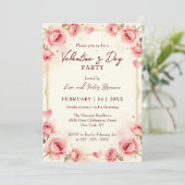 Elegant Pink Watercolor Valentine's Day Party Einladung (Stehend Vorderseite)