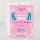 Elegant Pink Wedding Invitation Einladung (Vorderseite)