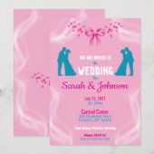 Elegant Pink Wedding Invitation Einladung (Vorne/Hinten)
