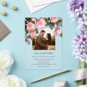 Elegant Pink White 3D Roses Wedding Acryleinladungen (In Situ (Hochzeit))