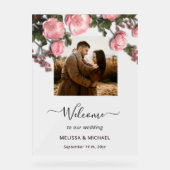 Elegant Pink White 3D Roses Wedding Acrylschild (Vorderseite)