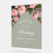Elegant Pink White 3D Roses Wedding Acrylschild (Winkel)