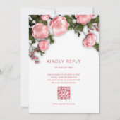 Elegant Pink White 3D Roses Wedding Einladung (Rückseite)