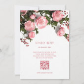 Elegant Pink White 3D Roses Wedding Einladung (Rückseite)