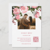 Elegant Pink White 3D Roses Wedding Einladung (Rückseite)