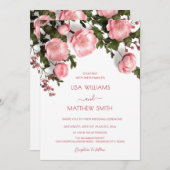 Elegant Pink White 3D Roses Wedding Einladung (Vorne/Hinten)
