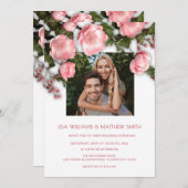 Elegant Pink White 3D Roses Wedding Einladung (Vorne/Hinten)