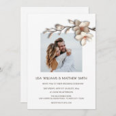 Elegant Pink White 3D Roses Wedding Einladung (Vorne/Hinten)