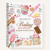 Elegant Pink White Baked With Love Baking  Notizblock (Vorderseite)