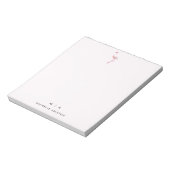 Elegant Pink White Flamingo | Monogramm Custom Notizblock (Rotiert)