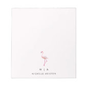 Elegant Pink White Flamingo | Monogramm Custom Notizblock (Vorderseite)