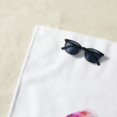 Elegant Pink White Flamingo | Monogramm Custom Strandtuch (Beispiel)