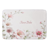 Elegant Pink White Floral Bath Mat Badematte (Vorderseite)