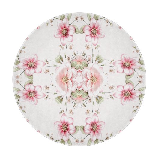 Elegant Pink White Floral Cutting Board Schneidebrett (Vorderseite)