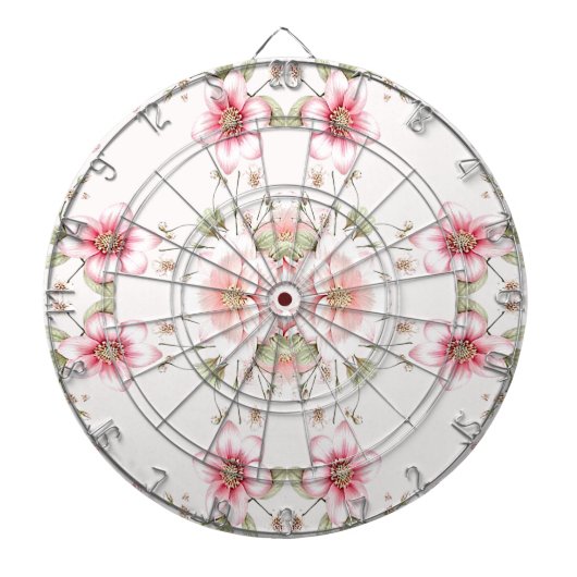 Elegant Pink White Floral Dartboard Dartscheibe (vorne)