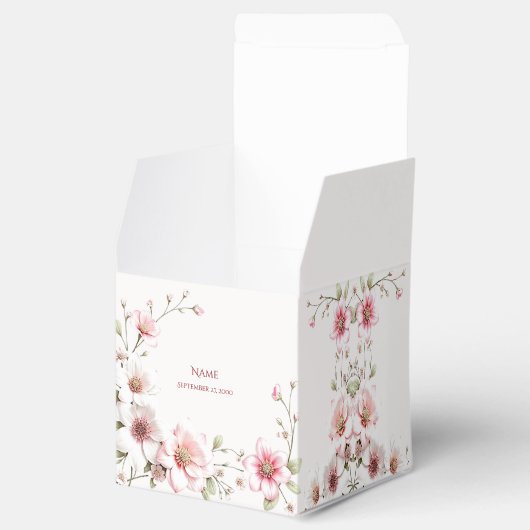 Elegant Pink White Floral Favor Box Geschenkschachtel (Geöffnet)