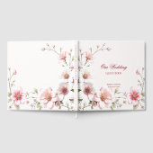 Elegant Pink White Floral Guest Book Gästebuch (Voll)
