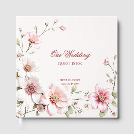 Elegant Pink White Floral Guest Book Gästebuch