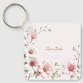 Elegant Pink White Floral Keychain Schlüsselanhänger