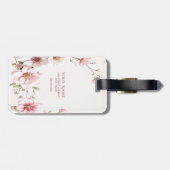 Elegant Pink White Floral Luggage Tag Gepäckanhänger (Rückseite horizontal)