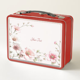 Elegant Pink White Floral Lunchbox