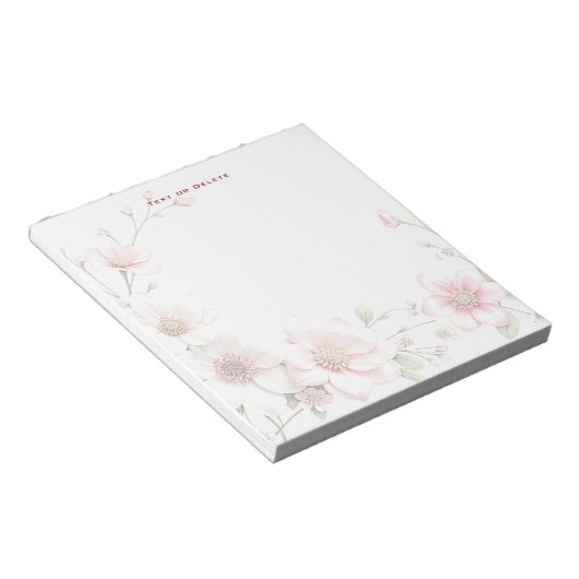 Elegant Pink White Floral Notepad Notizblock (angewinkelt)