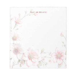 Elegant Pink White Floral Notepad Notizblock