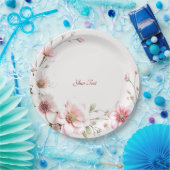 Elegant Pink White Floral Paper Plate Pappteller (Party)