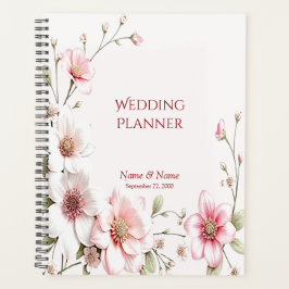 Elegant Pink White Floral Planner Planer