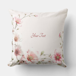 Elegant Pink White Floral Throw Pillow Kissen