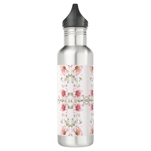 Elegant Pink White Floral Water Bottle Edelstahlflasche (Links)