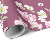 Elegant Pink & White Floral Wrapping Paper Geschenkpapier (Rolleneckpunkt)