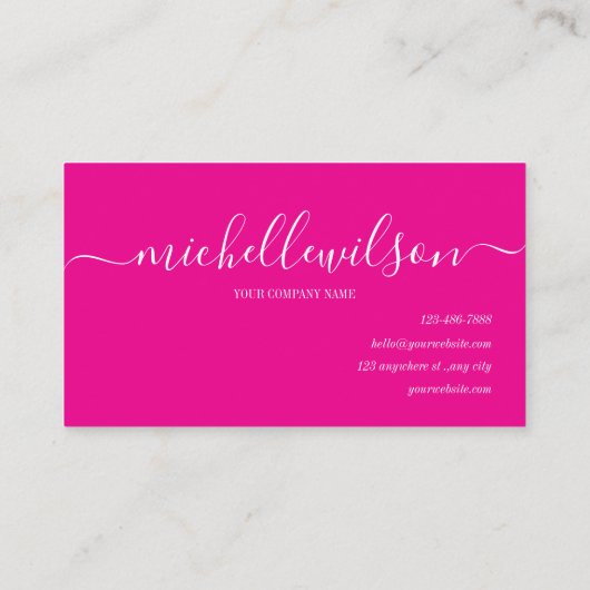 Elegant Pink White Monogram Initial Script Name Visitenkarte (Rückseite)