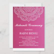 Elegant Pink White Paisley Indian Mehndi Zeremonie